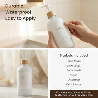 MaisoNovo Glass Soap Dispenser Bathroom Set of 2-16.9 oz Bathroom Soap Dispenser Set - White Glass Bottles x 2 with White Bamboo Pumps & Tray - color: White Bottles/ White Bamboo Pumps