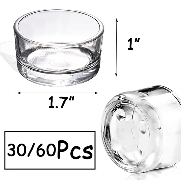 GOLDEAL 30 PCS Small Clear Glass Tealight Candle Holders,Tealight Holders Bulk Use for Weddings Parties Dinner,for 1.5" Tealight. as Well as Candle Mould… - color: Clear