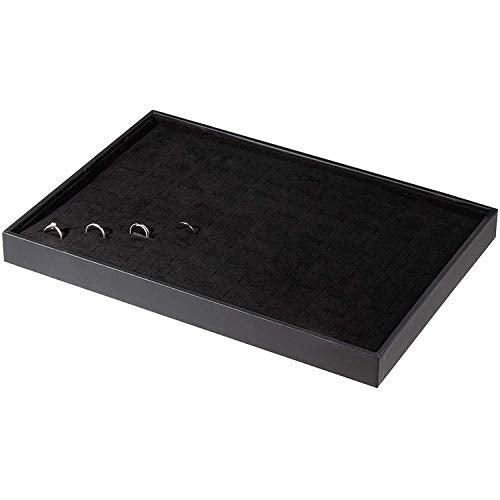 Black Velvet Stackable 100 Slot Ring Inserts Jewelry Tray Showcase Display | Organizer Holder Storage Box Case Pad Stackers for Kids Holiday Gifts, Valet Closet, Decorate Vanity Table, Girls Cabinet - color: Black 100 Slot Rings