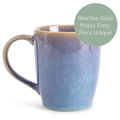 Elanze Designs Reactive Glaze 17 ounce Ceramic Curved Body Mugs Set of 4, Ocean Sunrise - color: Ocean Sunrise