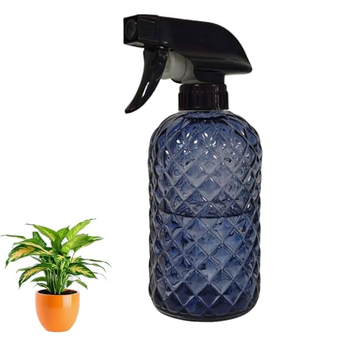 YYTSGG Glass Plant Mister Bottle, 13.5oz, Grayish Blue | Refillable Water Spray Bottle with Adjustable Mist Nozzle for Indoor Flowers, Outdoor Gardening, Cleaning, Hair and Pets Care - color: Grayish Blue