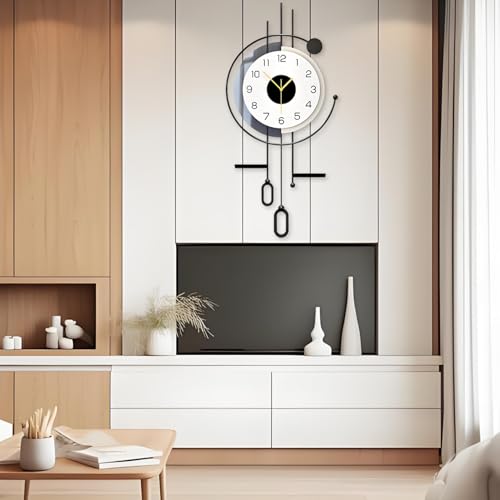 Metal Pendulum Wall Clock – Silent Non‑Ticking Design 16.5"x34.7" | Modern Decorative Large Clock for Living Room, Office, Bedroom or Kitchen, Elegant Home Decor Gift - size: 16.5*34.7in