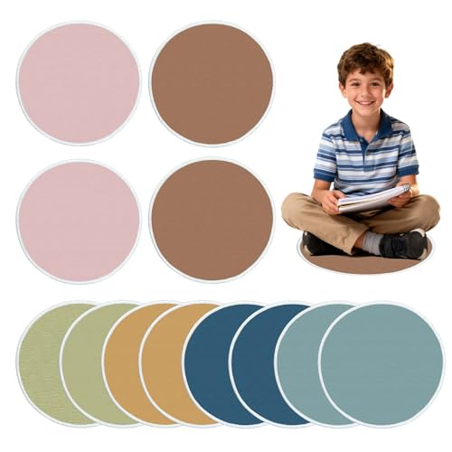 12Pcs Round Classroom Rug,15.7in Round Floor Cushion Large Colorful Rug Playroom Rug Non Slip and Washable,Suitable for Kindergarten Daycare Center Educational Learning Kids Room - color: Round-boho