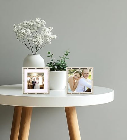 YiPinYin 4x4'' Silver Bamboo Metal Picture Frame with 3x3'' Mat Set of 2, 3x3'' Narrow Elegant Silver Plated Metal Picture Frame with Soft Touch Velvet Mat for Desktop - color: Silver, size: 4x4 Mat 3x3 2PK
