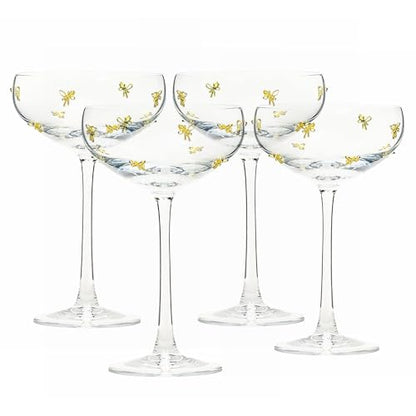 10 Strawberry Street Gold Bow Glassware, Coupe, Set of 4 - size: Coupe