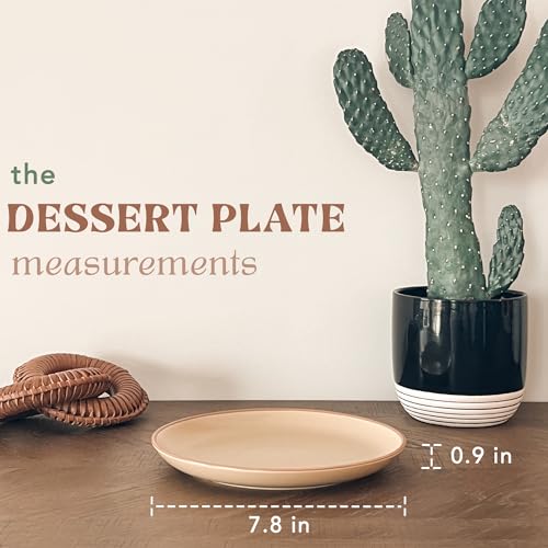 MORA Ceramic Artisan Matte Plates Set, 7.8 in - Set of 6 - The Dessert, Salad, Appetizer, Small Dinner etc Plate. Microwave, Oven, and Dishwasher Safe, Scratch Resistant. Kitchen Porcelain Dish - color: Artisan Matte
