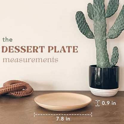 MORA Ceramic Artisan Matte Plates Set, 7.8 in - Set of 6 - The Dessert, Salad, Appetizer, Small Dinner etc Plate. Microwave, Oven, and Dishwasher Safe, Scratch Resistant. Kitchen Porcelain Dish - color: Artisan Matte