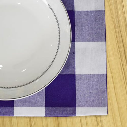 Purple & White 2 Side Cotton Buffalo Check Placemats Set of 4 Heat Resistant Dining Table Place Mats for Kitchen Table 12 x 18 inches - color: Plaids Purple & White, size: Rectangular Placemats 12" x 18"