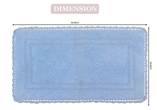 Home Weavers Casual Elegance Reversible Bathmat 100% Cotton Bathroom Rugs Set, Washable Rug, Extra Soft and Absorbent Bath Rug, Kitchen Mat, Bath Mat Set, Non Slip Mat, 24"x40" Rectangle, Blue - color: Blue, size: 2' x 3'4" (Rectangular)
