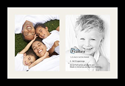 ArtToFrames Collage Photo Frame Single Mat with 2-8x10 Openings and Satin Black Frame. - color: 2 - 8x10 - (2369)