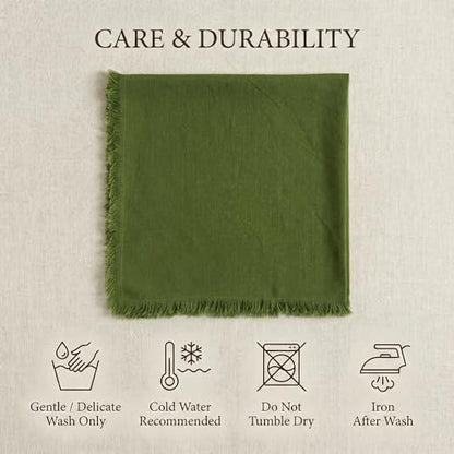 ACCENTHOME Olive Green Cotton Linen Napkin Set of 6 18x18 inch Dinner | Cotton Linen Blend Napkins, Machine Wash On Gentle Cycle, Economy Pack, Multi Purpose Use, Cotton - color: 03 - Olive Green, size: 18" x 18" (Set of 6)