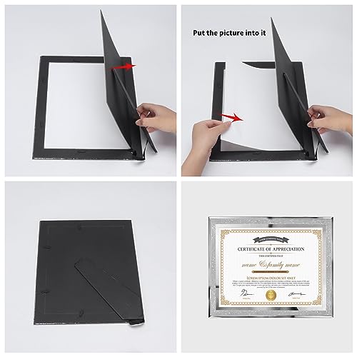 Hoikwo 8.5 by 11 Picture Frames, 6 Pack 8.5x11 Bling Glass Frames – For Small Business Licenses, School Certificates, Family Awards & Office Diplomas, Tabletop Display Only – Vertical or Horizontal - size: Bling-8.5x11-6 Frames