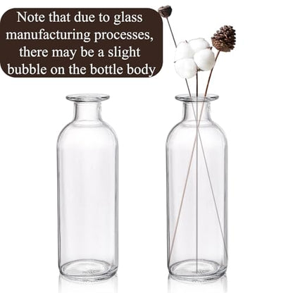 Peohud Set of 12 Glass Bud Vases, Clear Small Flower Vases, Decorative Glass Bottles Floral Vases for Home Decor, Wedding Reception, Party