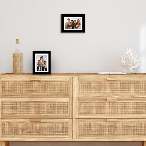 Americanflat 5x7 Picture Frame 2-Pack - Matted to 4x6 - Black | Slim Molding construction, Polished plexiglass front, wall or tabletop display with included easel, triangle hangers included - color: Black, size: 5x7 with 4x6 Mat
