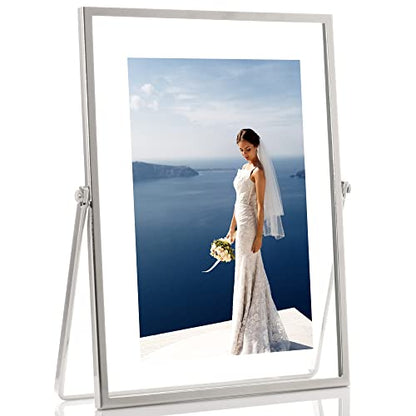 Lawrence Frames Metal Easel Float Picture Frame, 4x6, Silver - color: Silver, size: 4x6