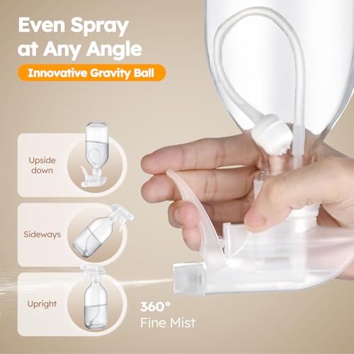 Tecohouse 360° 16 OZ Clear Glass Spray Bottles 2 Pack | 360° All-Angle Spray, Leakproof, Empty Refillable Containers for Cleaning Solutions, Plants, Facial Hydration, Hairs Care, - color: Clear