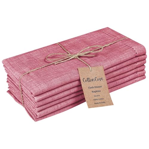 Cloth Dinner Napkins 100% Cotton Set of 6 - Soft Durable Washable - Ideal for Farmhouse Parties Wedding Christmas Easter - Perfect Everyday Use Table Cloth Napkins 18x18 Dusty Pink - color: Dusty Pink