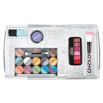 mDesign Expandable Makeup Organizer for Bathroom Drawers, Vanities, Countertops: Organize Makeup Brushes, Eyeshadow Palettes, Lipstick, Lip Gloss, Blush, Concealer - Adjustable Width - Clear - size: Pack of 1