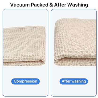 100% Cotton Waffle Weave Kitchen Dish Cloths, Ultra Soft Absorbent Quick Drying Dish Towels, 12 x 12 Inches, 12-Pack, Beige - color: Beige, size: 12 x 12 - 12 Pack