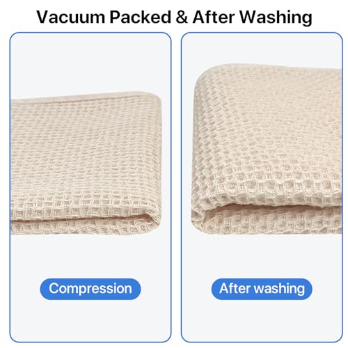 100% Cotton Waffle Weave Kitchen Dish Cloths, Ultra Soft Absorbent Quick Drying Dish Towels, 19.6 x 29.6 Inches, 4-Pack, Beige - color: Beige, size: 19 x 29 - 4 Pack