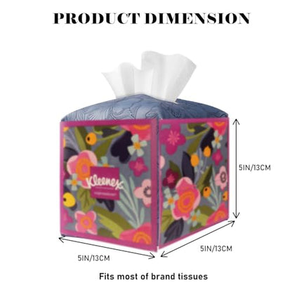 Square Tissue Cube Cover PU Leather Tissue Organizer with Bottom Belt for Bathroom, Tabletop, Kitchen, Night Stands, Office, Home, Car (Oceanblue) - color: Oceanblue