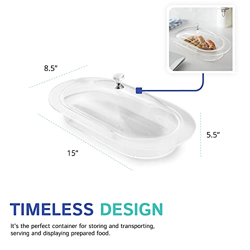 Clear Covered Oval Serving Food Tray | Servware with Lid Used for Appetizers, Snacks, and Shareable Entries | Perfect for Parties, Holidays, Celebrations, or Everyday Use