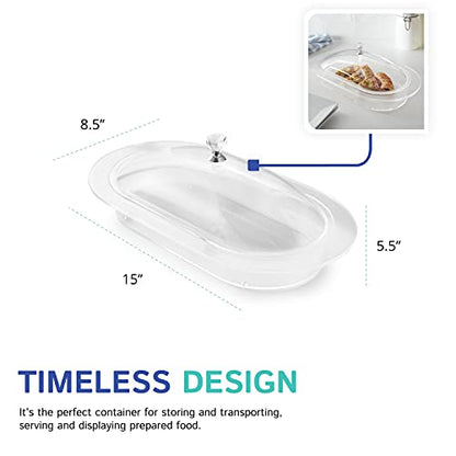Clear Covered Oval Serving Food Tray | Servware with Lid Used for Appetizers, Snacks, and Shareable Entries | Perfect for Parties, Holidays, Celebrations, or Everyday Use