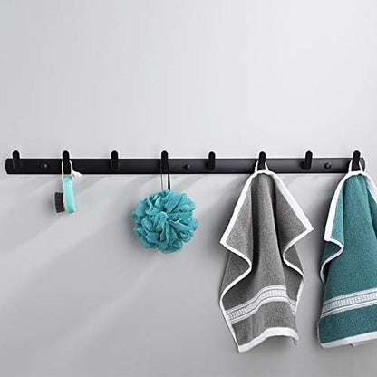 Wall Mounted Coat Rack, 8 Hooks, 29.7"x1.3", Modern, Black | Space Aluminum, Rustproof, for Hallway, Entryway, Hanging Holder for Clothes, Towel, Backpack, 40 lbs Capacity, Easy Install - size: 8 Hooks