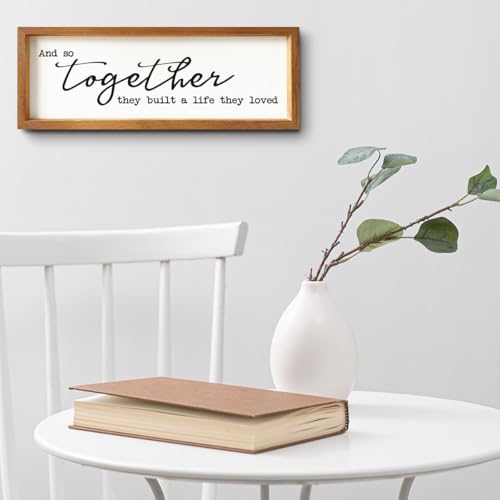 ENGVZ Wood Picture Frame Wall Decor Building A Shared Life Together Sign | 15.8 X 5.9 X 0.78 Inches, Rustic Wooden, Handwritten Text, Marriage Gift, Living Room Bedroom Display - color: Family 3