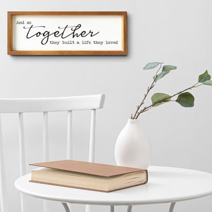 ENGVZ Wood Picture Frame Wall Decor Building A Shared Life Together Sign | 15.8 X 5.9 X 0.78 Inches, Rustic Wooden, Handwritten Text, Marriage Gift, Living Room Bedroom Display - color: Family 3