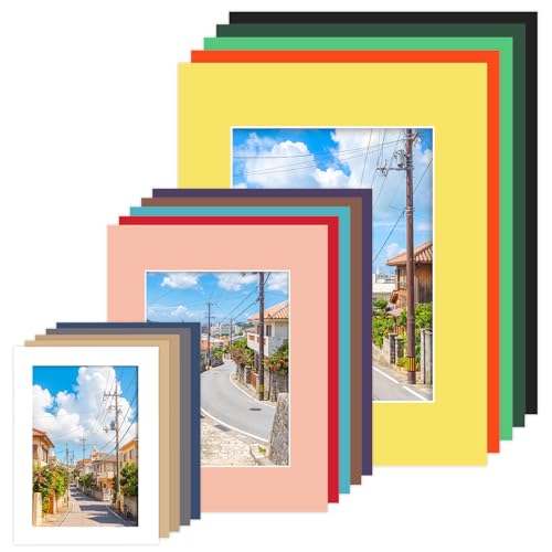 15 Pack Picture Mats, Mixed Colors, 5x7 8x10 11x14 Frame Mattes | Bevel Cut Mat Boards, 1.2 mm Thick, Fits 4x6 5x7 8x10 Photos, for Frames, Prints, Artwork and Display - size: 3 Sizes