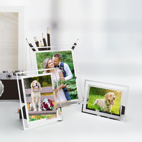 Hoikwo 10 Pack Glass Picture Frame with Two 8x10, Four 5x7, Four 4x6, Multi Sizes Silver Photo Frames, Only for Tabletop Display Vertically or Horizontally - size: Mix Sizes-10 Frames