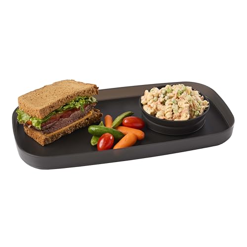 madesmart Dipware Appetizer Plate, Carbon | removable bowl, smooth finish, kits plate, sturdy, party snacks, woman owned - color: Translucent Carbon, size: Small