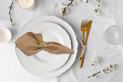 ACCENTHOME Brown Set of 6 18x18 inch Cotton Linen Dinner Napkins | Cotton Linen Blend Napkins, Machine Wash On Gentle Cycle, Economy Pack, Multi Purpose Use, Cotton - color: 28 - Brown - Lace, size: 18" x 18" (Set of 6)