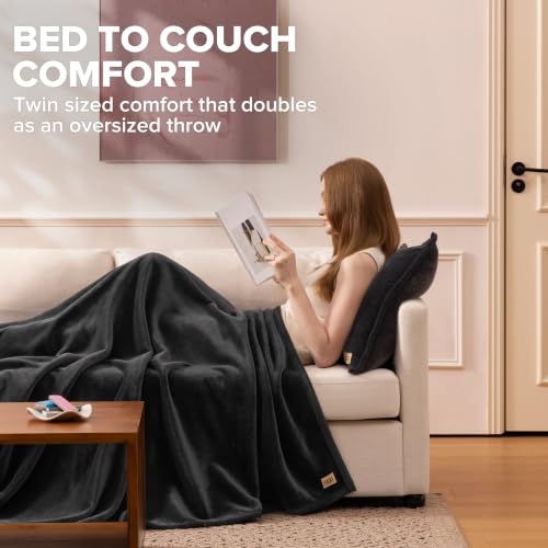 UGG Coco Twin Bed Blanket, Luxury Fleece Blanket, 68" x 92", Black | Fits Twin and Twin Xl Beds, Bedding Essentials, Housewarming Gift, Back To College, Xl Throw Blanket, Hypoallergenic - color: Black, size: Twin