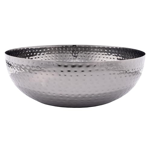 Round Hammered Metal Bowl, Oxidized Silver - color: Oxidized Silver