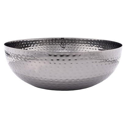 Round Hammered Metal Bowl, Oxidized Silver - color: Oxidized Silver