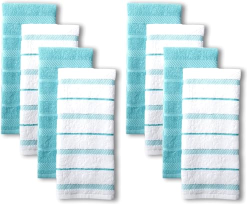 KitchenAid Albany Kitchen Towel Set,Aqua/White,16"x26",4 Count (Pack of 2) - color: Aqua, size: 16"x26" (Pack of 2)