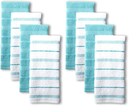 KitchenAid Albany Kitchen Towel Set,Aqua/White,16"x26",4 Count (Pack of 2) - color: Aqua, size: 16"x26" (Pack of 2)