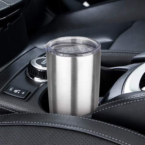 20oz Tumbler Insulated Tumbler with Sliding Lid,(Silver, 1pack | 304 Stainless Steel,Travel Coffee Tumbler,Double Wall Vacuum,Gifts for Christmas Women Men School Home Office