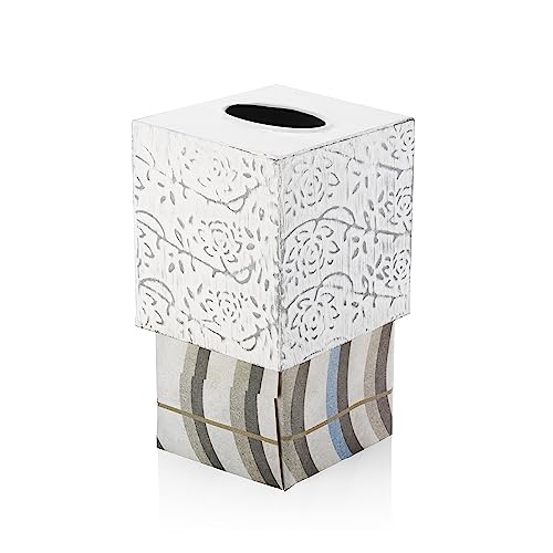 Country Chic Modern Farmhouse Tissue Box Holder, Decorative Metal Tissue Cover, Rustic Square White Style - size: Upright
