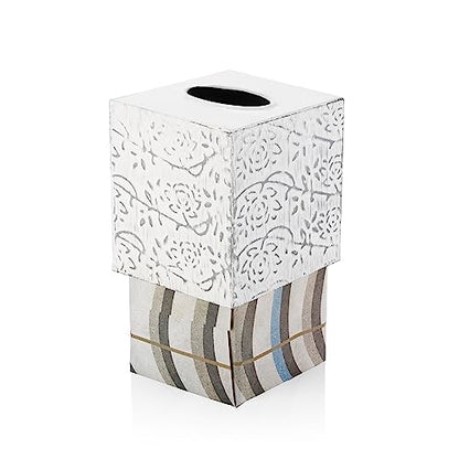 Country Chic Modern Farmhouse Tissue Box Holder, Decorative Metal Tissue Cover, Rustic Square White Style - size: Upright