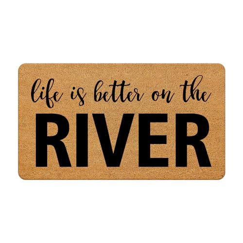 Nogrit Life is Better on The River Coir Doormat for Outdoor Entrance, River Decor Front Door Mat, Indoor Door Mats for Entryway, 17x30 - color: Coir Doormat - 7