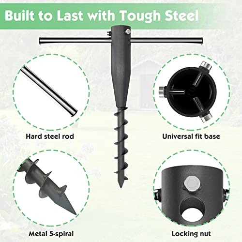 Umbrella Sand Anchor,Heavy Duty Steel No Dig Beach Sand Ground Anchor,Windproof Strong Beach Umbrella Stake Holder Stand for Umbrellas,Poles, Christmas Tree Stand Holder - color: Black