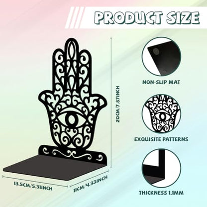 5.3"x4.3"x7.9" Metal Bookends, Heavy Duty Book Ends for Shelves | Eye of The Devil Theme Cast Iron Book Supports, 1 Pair Decor Stoppers for Desk, Library, Office & Home Shelves - style: Eye of The Devil