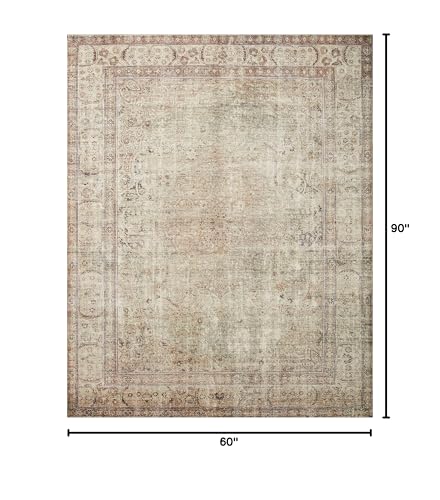 Loloi Margot Antique/Sage 5'-0" x 7'-6" Area Rug | MAT-01 CloudPile™ Printed Approx. 5x8 Ivory / White Living room Dining room Bedroom, Timeless, Classic, Plush, Area Rug - color: Antique / Sage, size: 5' x 7'6" (Rectangular)