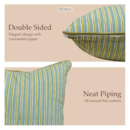 JBH Hand Block Print Reversible Throw Pillow Covers 18x18 Inch Set of 2 – Handmade Cotton Throw Pillow Cases (Blue, Green, 18x18 Inch) - color: Blue, Green