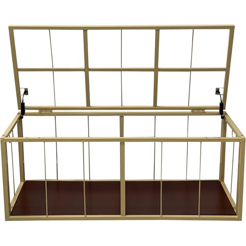 Wicker Storage Trunk, Brown Wash, 42x20x18.5 | 2 Safety Hinges, Metal Frame, Heavy-duty, Water Hyacinth - color: Brown Wash, size: 42" x 20"