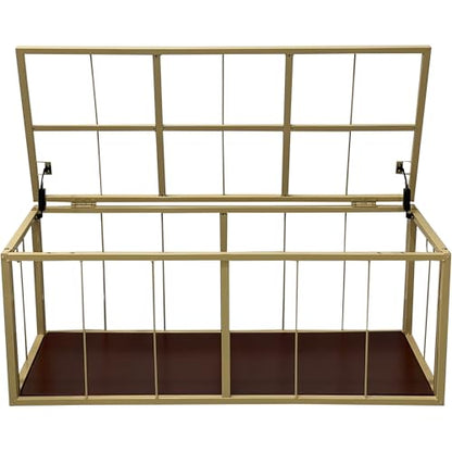 Wicker Storage Trunk, Brown Wash, 42x20x18.5 | 2 Safety Hinges, Metal Frame, Heavy-duty, Water Hyacinth - color: Brown Wash, size: 42" x 20"