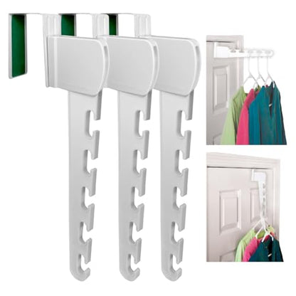 Over The Door 3-Pack Organizer for Clothes Hangers, Space-Saving Cascading Hanger Hooks, White - size: 3-Pack